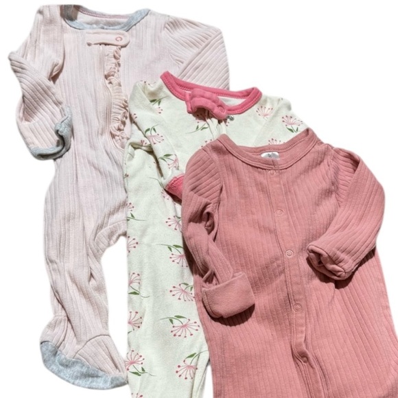 Baby Girl Bundle 0-3 months Jumpsuits Onesies baby sack sleeper and bows pink - Picture 6 of 9